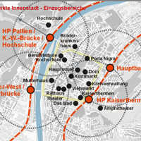 Für einige Gebiete der Innenstadt liegen die geplanten Haltepunkte Kaiser-Wilhelm-Brücke und Römerbrücke günstiger als der Hauptbahnhof. Eine wichtige Ergänzung wäre der Haltepunkt Kaiserthermen