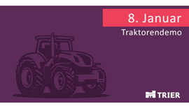 Grafik mit einem Traktor und den Worten 8. Januar Traktorendemo