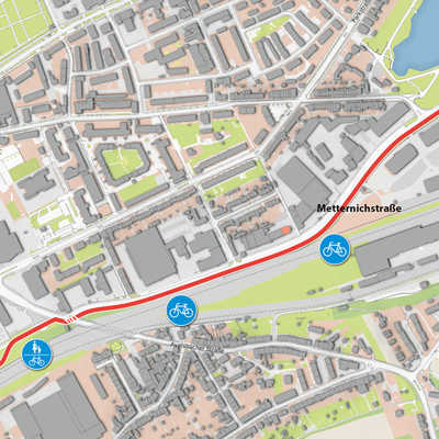 Von der Schönbornstraße über das Gelände der ehemaligen Moselbahn und die Metternichstraße bis zur Dasbachstraße wird ein Zwei-Wege-Radweg gebaut.