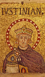Mosaik mit Porträt des oströmischen Kaisers Justinian