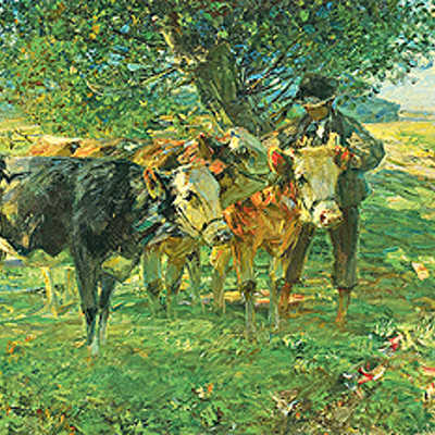 Heinrich Zügels um 1910 entstandenes Gemälde „Hirte mit Rindern“ ist im Stadtmuseum wieder ausgestellt. Foto: Stadtmuseum
