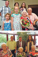 Christine Kündgen (oberes Bild) und Regina Flesch feierten ihren seltenen Geburtstag im Kreis ihrer Familien und Verwandten. Auch die Ortsvorsteher und Bürgermeisterin Birk gratulierten.