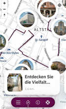 Stadtplan mit Stationen des jüdischen Lebens in der Web-App.