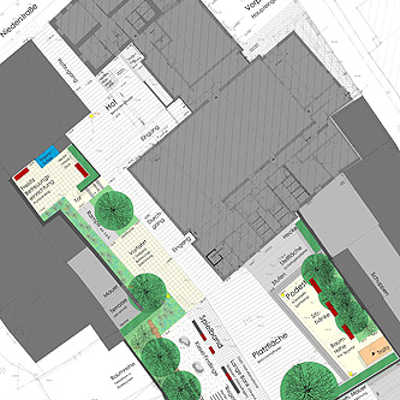 Ausschnitt des Plans zur Umgestaltung des Bürgerhaus-Umfelds. Abbildung: Stadtplanungsamt