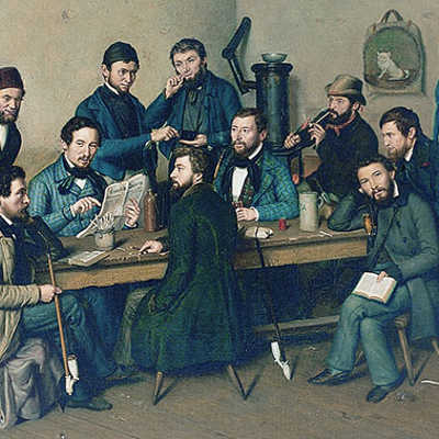 Das 1848 entstandene Gemälde von Johann Velten aus der Sammlung des Stadtmuseums zeigt keinen Stammtisch in einem Wirtshaus, sondern eine Gefängnisszene. Abbildung: Stadtmuseum Simeonstift
