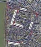 In den rot markierten Bereichen wird das Kanalnetz saniert, jedoch ohne den Boden großflächig aufzureißen. Abbildung: SWT