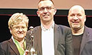 Die Trierer Delegation freut sich über den Europäischen Kulturmarken-Award (v. l.): Jan Hoffmann, Norbert Käthler und Annette Mutsch (TTM), Kulturdezernent Thomas Schmitt sowie Marketingexperte und Blogger Johannes Kram. Foto: TTM