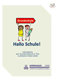 Auf dem Titelblatt der neuen Broschüre weisen zwei Kinder den Weg zur Grundschule.