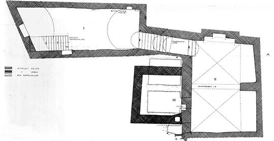 Grundriss des Kellers im Haus Judengasse 4/4a. (R. Thelen, Rheinisches Landesmuseum) 