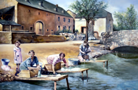 Olewiger Waschfrauen. Gemälde von Emil Lingnau.