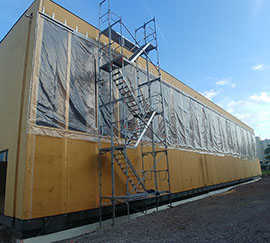 Der Rohbau der neuen Bezirkssporthalle in Trier-West steht.