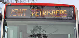 Display Petrisberg eines Stadtbusses. Foto: SPD